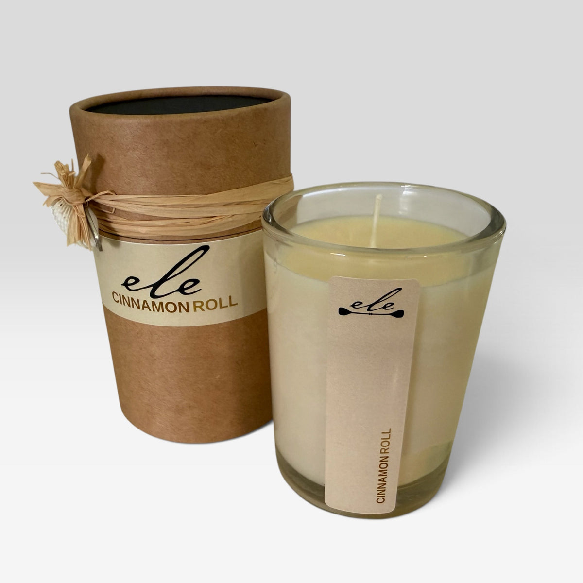 Cinnamon Roll 7 oz glass soy candle with kraft gift tube